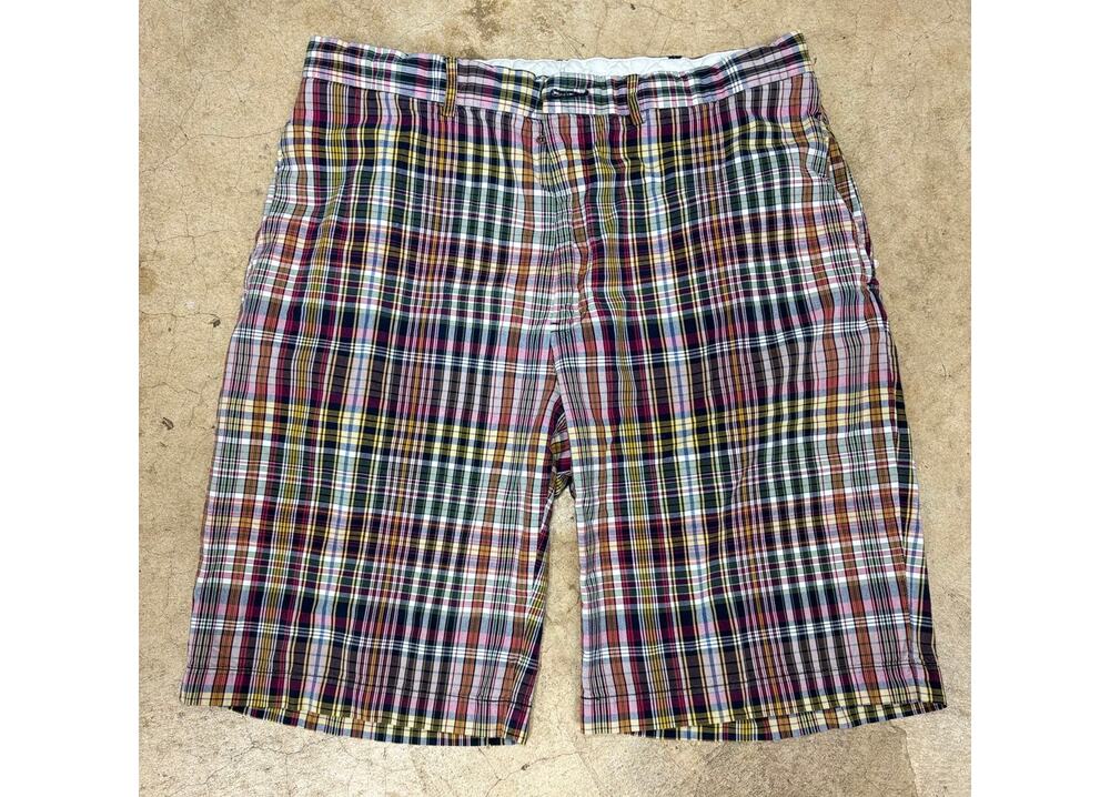 Polo Ralph Lauren Men's Madras Plaid Chino Shorts Flat Front Cotton Preppy